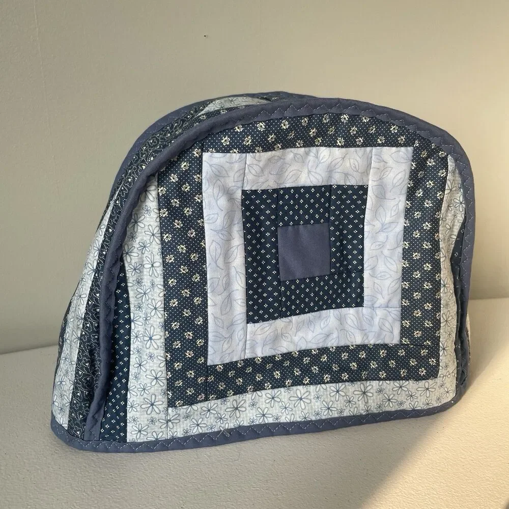 Handmade Quilted Toaster Cover for 2 Slot Toaster Cottagecore Cotton Blue